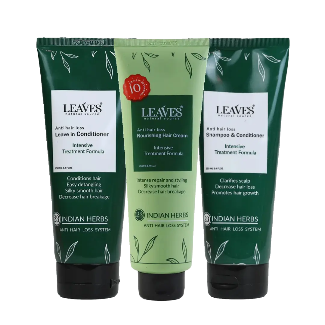 Dry and split hair treatment routine (shampoo + cream + leave-in)