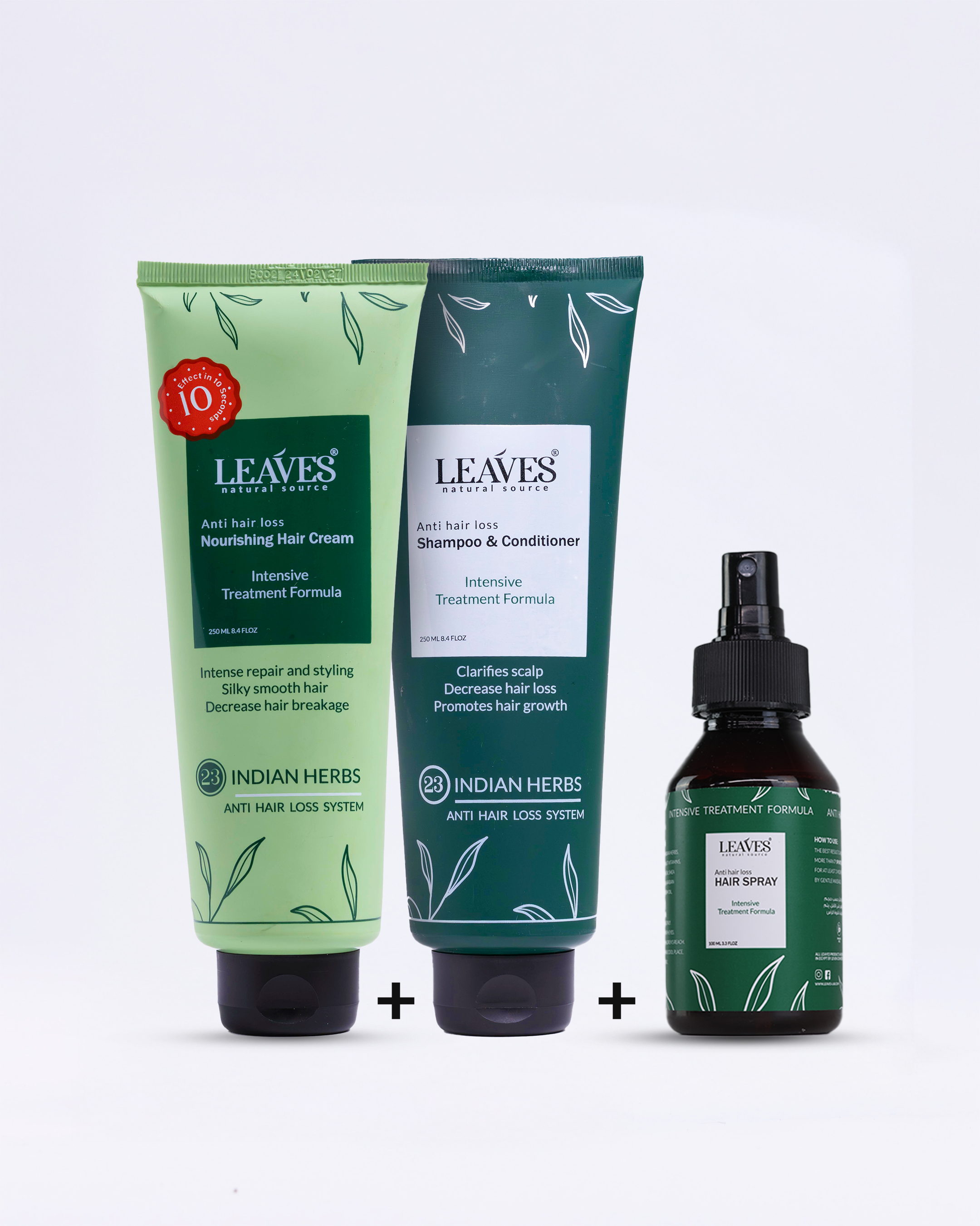 Dry and split hair treatment routine (shampoo + cream + leave-in)