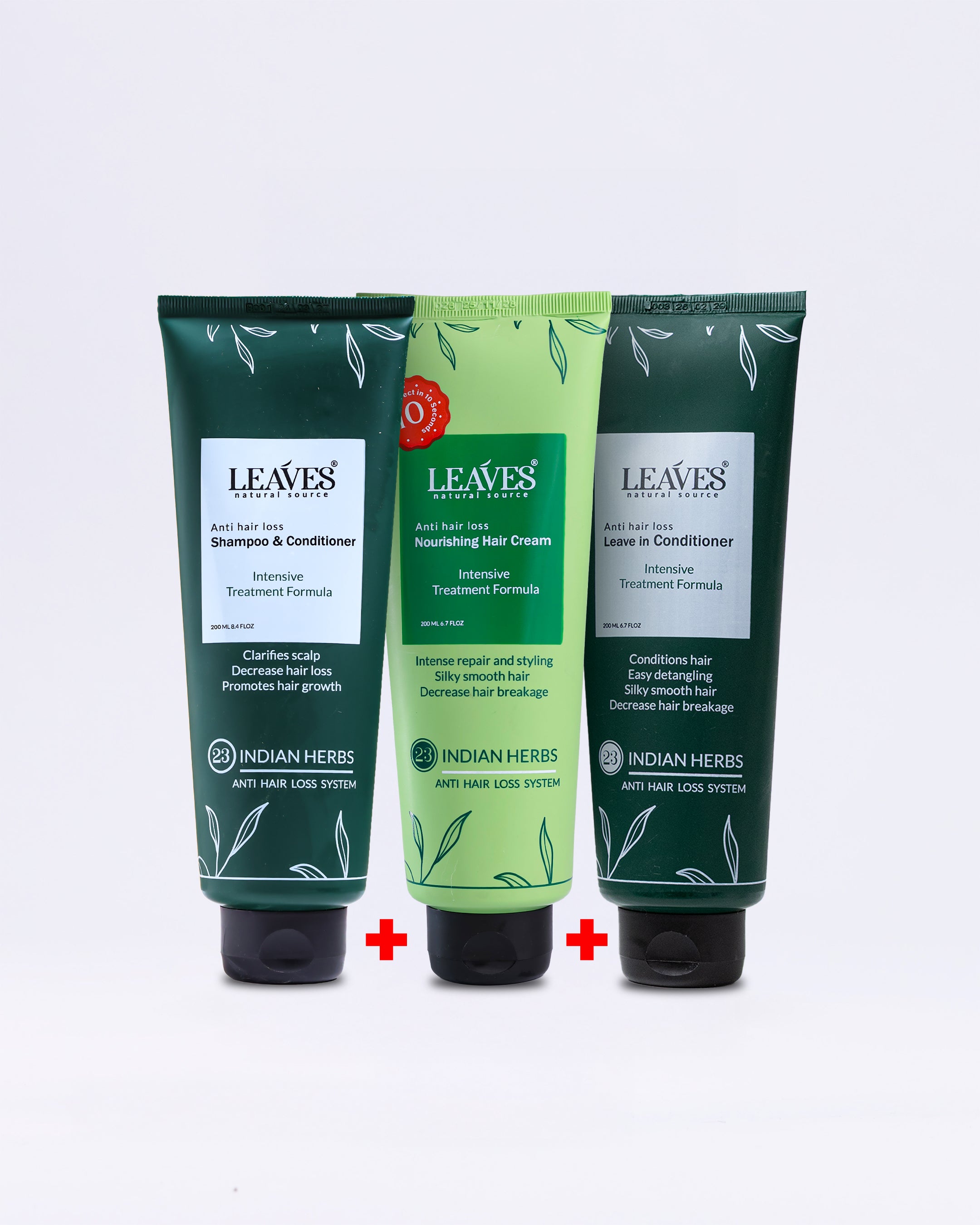 Dry and split hair treatment routine (shampoo + cream + leave-in)