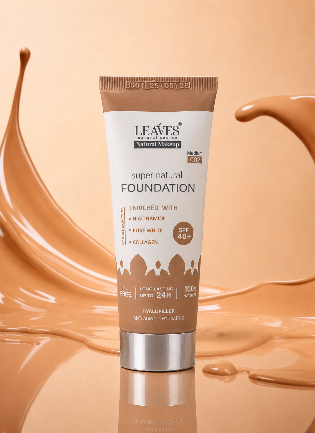 Leaves Super Natural Foundation Shade 002 Dark Beige